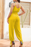 Blå Fashion Solid Patchwork Spaghetti Strap Harlan Jumpsuits