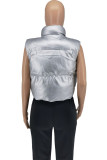 Silver Mode Casual Solid Cardigan Dragkedja Ytterkläder