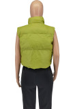 Green Fashion Casual Solid Cardigan Zipper Collar Outerwear