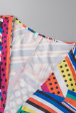 Abrigo de talla grande de patchwork con estampado informal de moda en color