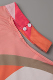 Оранжево-синий сексуальный принт с выдолбленными лоскутными асимметричными топами с лямкой на шее