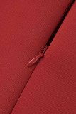 Vestidos de manga larga con cuello en O transparentes ahuecados sólidos de moda rojo