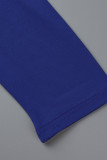 Azul Moda Casual Sólido Fold V Neck One Step Saia Vestidos
