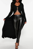 Schwarze, sexy, feste Verband-Patchwork-Kleider mit O-Ausschnitt