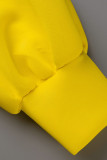 黄色のファッション セクシーな固体パッチワーク ビーズ O ネック長袖イブニング ドレス