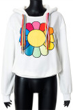 Black Fashion Casual Print Patchwork Hooded Collar Tops