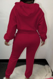 Burgundy Casual OL Solid pencil Long Sleeve Two Pieces