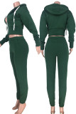 Dark green Casual OL Solid pencil Long Sleeve Two Pieces