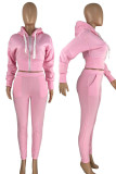 Pink Casual OL Solid pencil Long Sleeve Two Pieces
