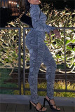 シルバー ファッション カジュアル パッチワーク ベーシック ハーフA タートルネック 長袖 ツーピース
