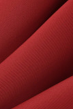 Robes à manches longues à col rond transparent et à la mode en patchwork de mode rouge