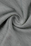 Due pezzi a maniche corte con scollo a O collo casual casual alla moda grigio