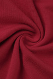 Красные модные повседневные однотонные пэчворк с круглым вырезом и короткими рукавами из двух частей