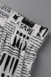 Nero Bianco Moda Casual Stampa Basic Regolare Vita alta Convenzionale Pantaloni a stampa intera