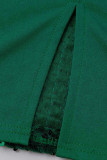 Vestido de manga corta con cuello en O transparente con lentejuelas de talla grande y patchwork de moda plateado negro
