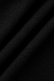 Черный модный повседневный однотонный пэчворк с круглым вырезом и коротким рукавом из двух частей