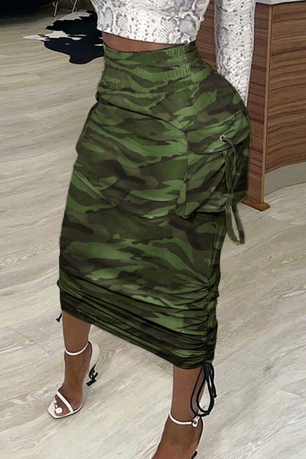 Camouflage Mode Décontracté Imprimé Basique Régulier Taille Haute Classique Imprimé Complet Bas