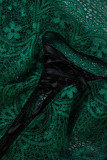 Зеленое модное сексуальное однотонное лоскутное белье с открытой спиной