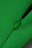 Vestidos de falda de un paso con cuello en V y volantes de patchwork elegante verde