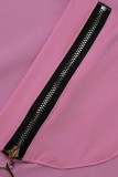 Robes de grande taille droites noires décontractées en patchwork à col zippé