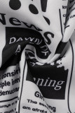 ブラックホワイトファッションカジュアルプリントベーシックレギュラーハイウエストコンベンショナルフルプリントボトムス