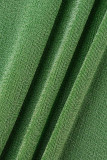 Bandage solide sexy de mode vert creusé robe longue licou dos nu