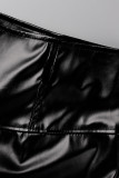Negro Moda Casual Sólido Con Cinturón Tallas grandes
