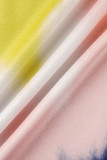 Rosa grigio moda casual stampa tie dye patchwork scollo a V taglie forti due pezzi