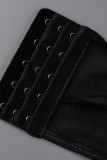 Lingerie dos nu en patchwork solide sexy à la mode noire