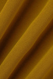 Macacões retos sensuais de patchwork sólido amarelo terra