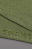 Groene mode casual effen patchwork O-hals korte mouw twee stukken