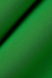 Groene Elegante Patchwork Patchwork Volant V-hals Een Stap Rok Jurken