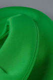 Vestidos de falda de un paso con cuello en V y volantes de patchwork elegante verde