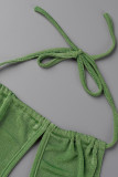 Зеленое модное сексуальное сплошное повязочное длинное платье с открытой спиной и лямкой на шее