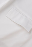 Bianco sexy solido patchwork trasparente perline colletto rovesciato manica lunga due pezzi