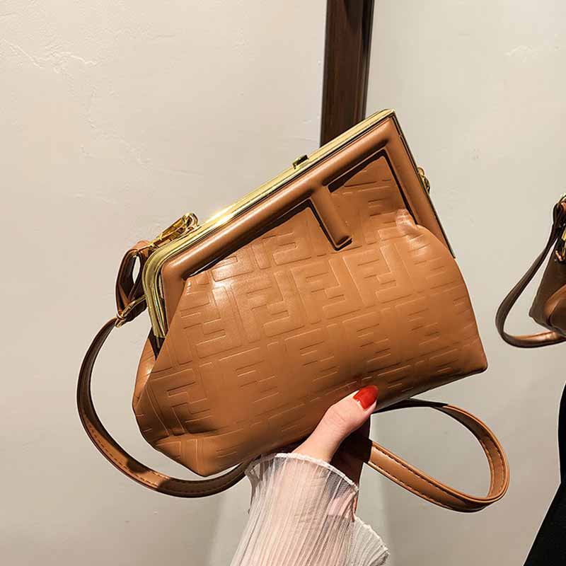 

Caramel Colour Fashion Simplicity Solid Letter Bags