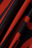 Röd Casual Print Bandage Patchwork V-hals Jumpsuits i plusstorlek