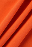 Oranje Casual Print Patchwork T-shirtjurk met O-hals Grote maten jurken