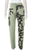 Camouflage Mode Camouflage Print Patchwork Vanliga jeans