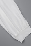 Svart och vit Casual Solid Bandage Patchwork V-hals Rak Plus Size Klänningar