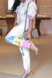 Colarinho com capuz multicolorido moda casual estampa tie-dye manga longa duas peças