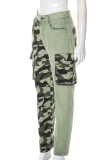 Camouflage Mode-Camouflage-Druck-Patchwork Regular Denim Jeans
