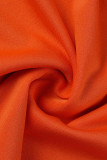 Orange Casual Print Patchwork O-hals T-shirt Klänning Plus Size Klänningar