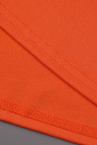 Orange Casual Print Patchwork O-Ausschnitt T-Shirt-Kleid Kleider in Übergröße