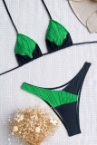 Trajes de baño sin espalda de vendaje sólido de retazos sexy de moda verde (con rellenos)