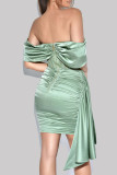 Зеленое модное сексуальное вечернее платье в стиле пэчворк с открытой спиной и открытыми плечами