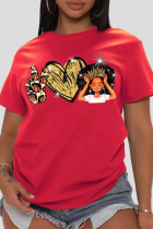 Camisetas con cuello en O de patchwork con estampado vintage de Red Street