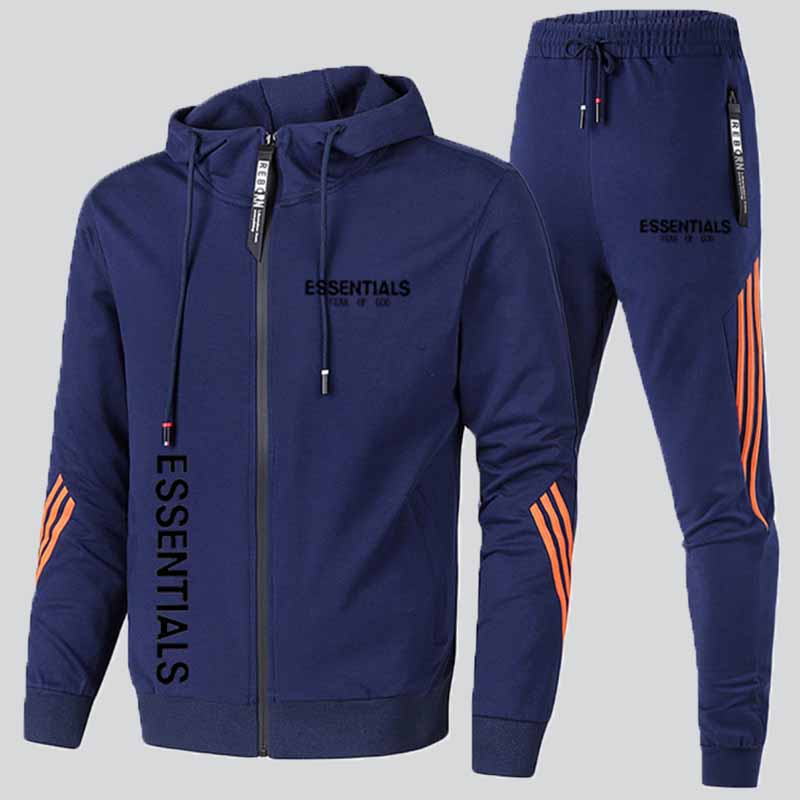 

Blue Fashion Sportswear Print Letter Hooded Collar Long Sleeve Two Pieces