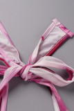 Розово-красный сексуальный принт с выдолбленным пэчворком с открытой спиной и узкими комбинезонами с лямкой на шее