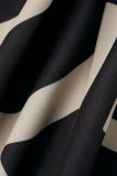 Bottoni patchwork stampa casual nero Colletto rovesciato manica lunga due pezzi